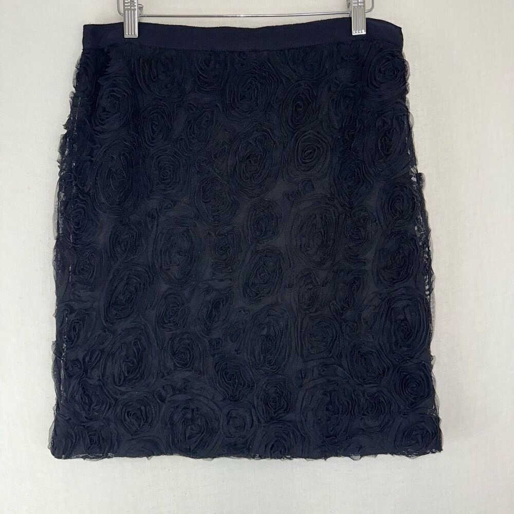 Versona Black Tulle Rosette Mini‎ Skirt Womens 8 Modern Pop Art Witchy Glam